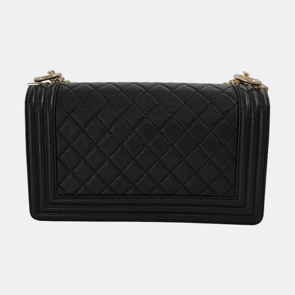 BOY CHANEL Medium Quilted Grained Calfskin Black