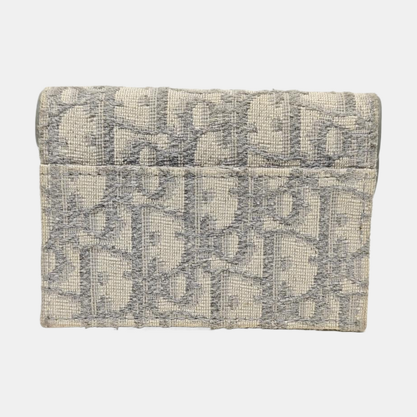 Saddle Mini Oblique Fabric Gray Card Holder
