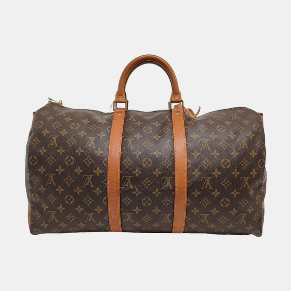 KEEPALL 60 Monogram Coated Canvas Brown