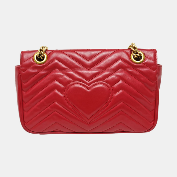 GG Marmont Medium Quilted Calfskin Red