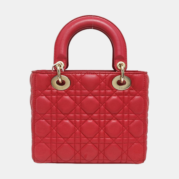 Lady Dior Small Cannage Lambskin Red