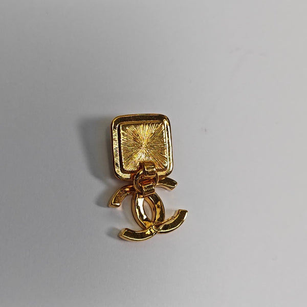 CC Logo Metal Gold Stud Earrings