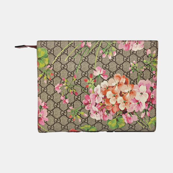 GG Blooms Large Monogram Coated Canvas Beige
