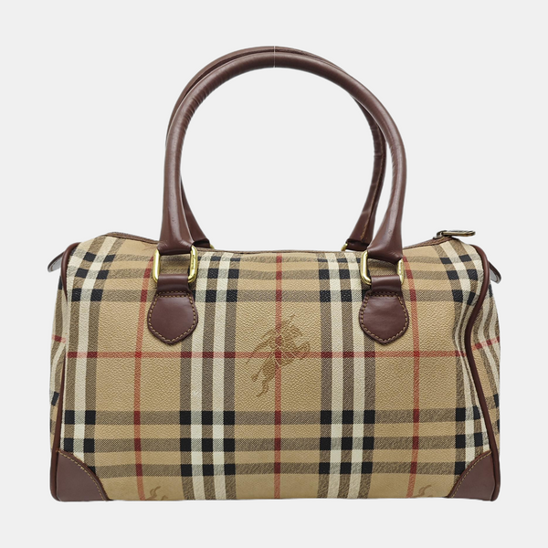 Coated Canvas Top Handle Bag Brown