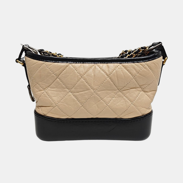 GABRIELLE Small Quilted Calfskin Beige