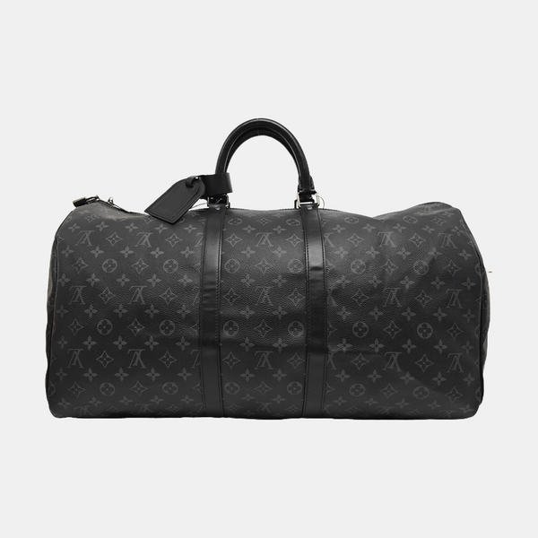 KEEPALL 55 Monogram Coated Canvas Black