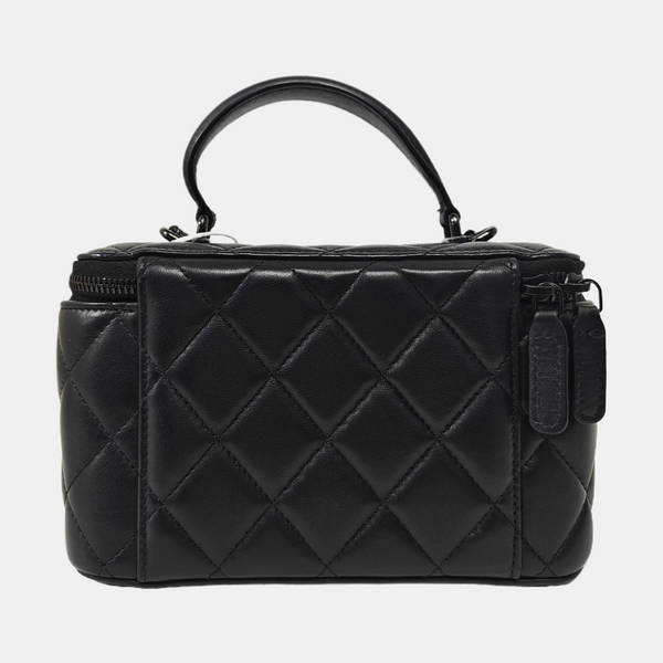 BOLSOS DE COSMÉTICOS VINTAGE Piel de Cordero Acolchada Negra