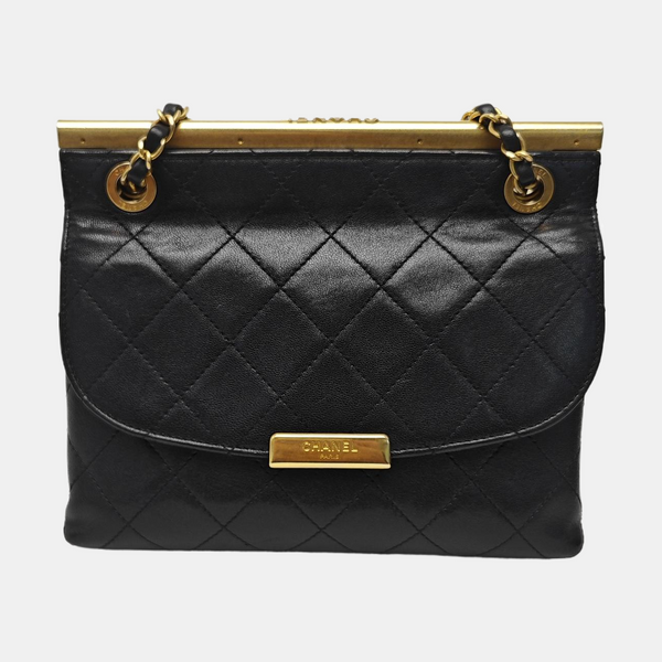 Quilted Calfskin Shoulder Bag Black