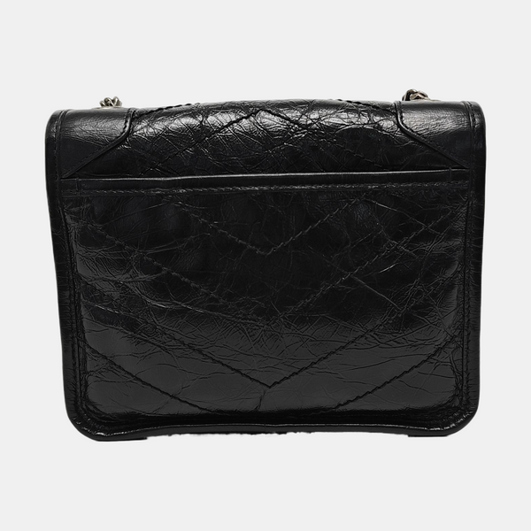 NIKI Mini Chevron, Quilted Calfskin Black