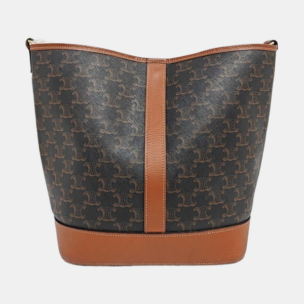 Authenticated pre-owned TRIOMPHE CANVAS Medium Coated Canvas Brown - Bucket Bag at Looply