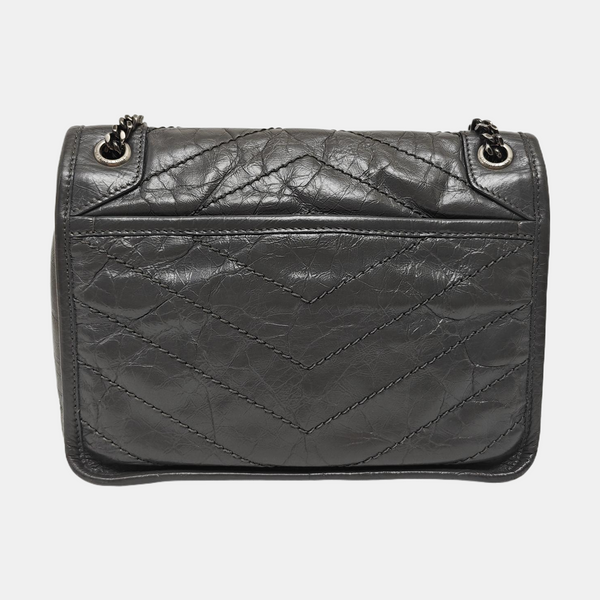 NIKI Small Chevron Calfskin Gray