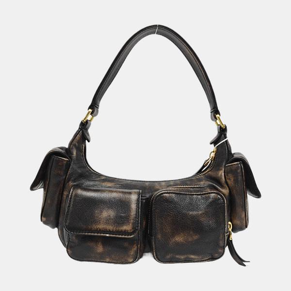Lambskin Top Handle Bag Brown