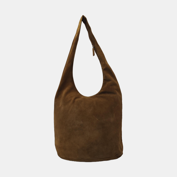 Suede Top Handle Bag Brown