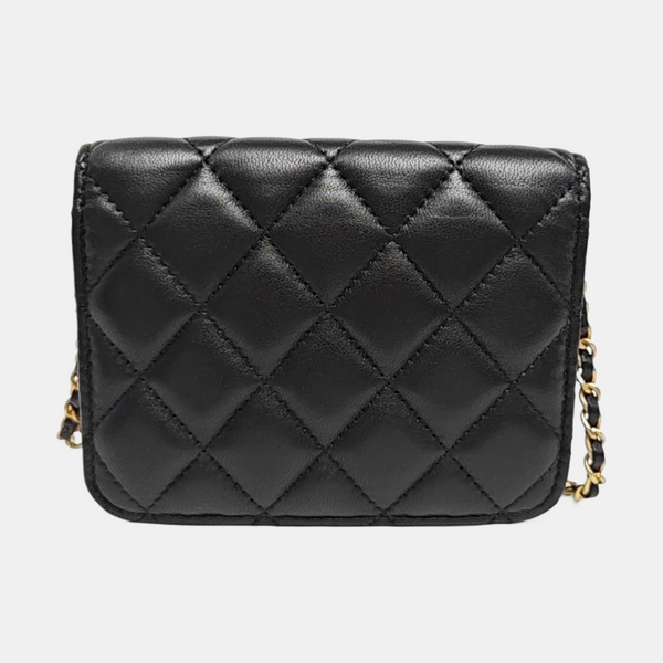 Quilted Lambskin Shoulder Bag Black