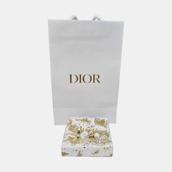 Dior Tribales Metal White Stud Earrings