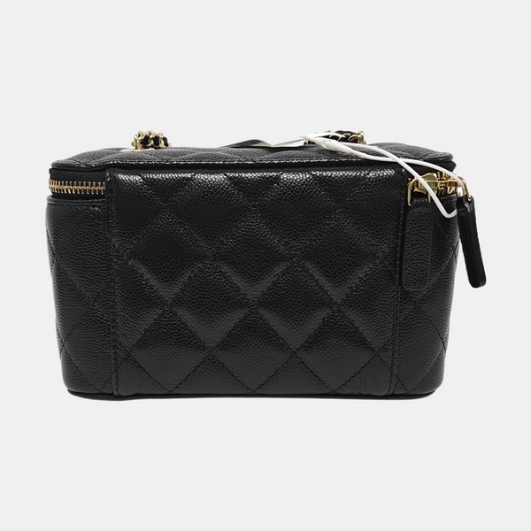 VANITY CASE Small Quilted Grained Calfskin Black