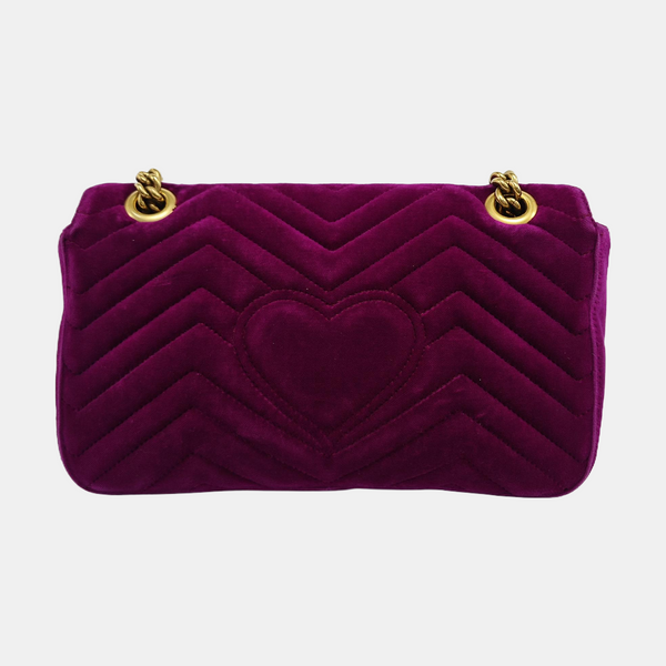 GG Marmont Medium Quilted Velvet Red
