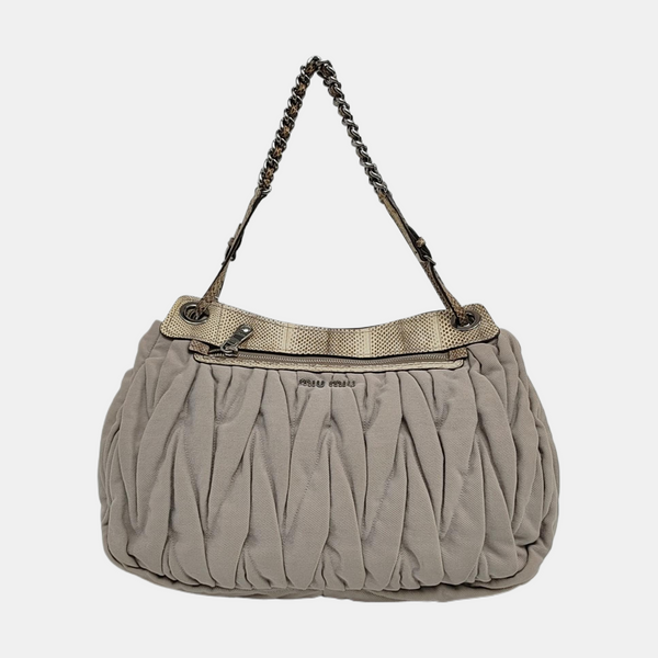 Quilted Fabric Shoulder Bag Gray