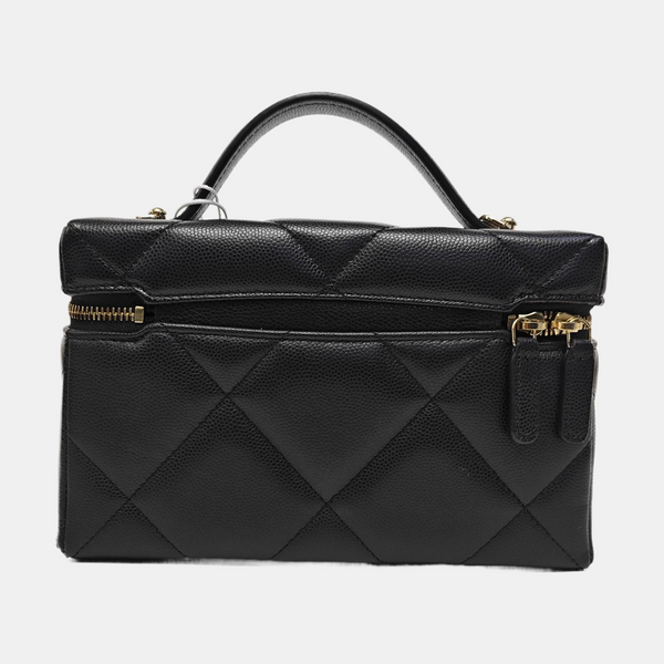 VANITY CASE Quilted Grained Calfskin Black