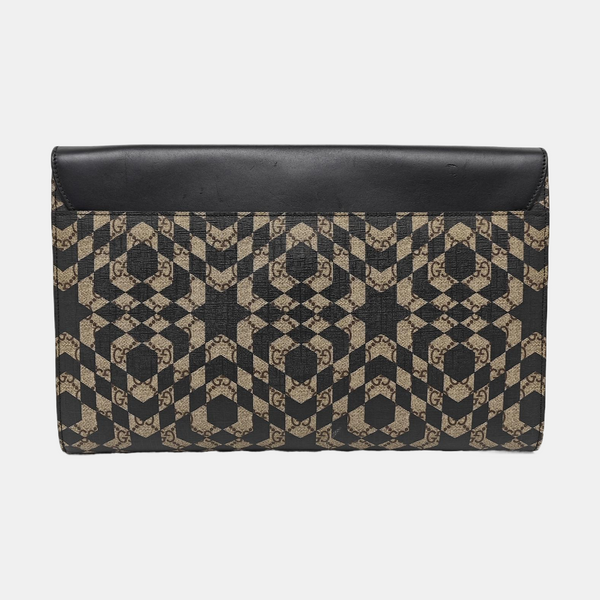 Monogram Coated Canvas Clutch Beige