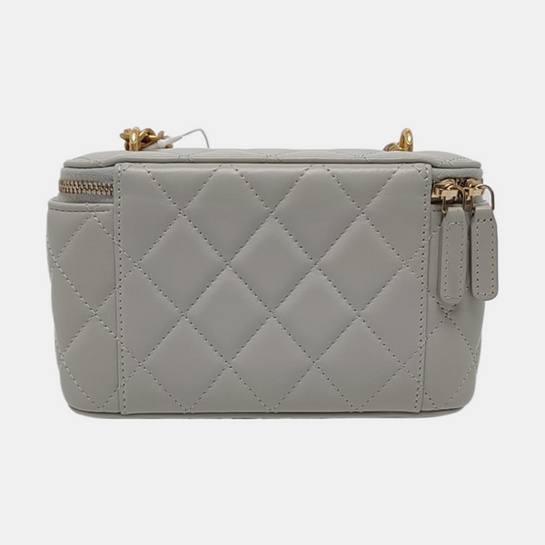 Authenticated pre-owned VANITY CASE Small Quilted Lambskin Gray - Shoulder Bag at Looply