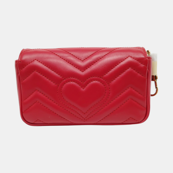 Authenticated pre-owned GG Marmont Mini Quilted Calfskin Red - Shoulder Bag at Looply