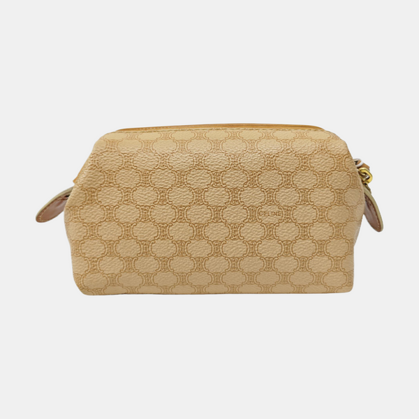 Coated Canvas Clutch Brown
