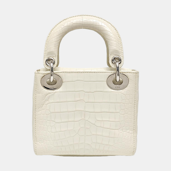 Lady Dior Mini Crocodile White