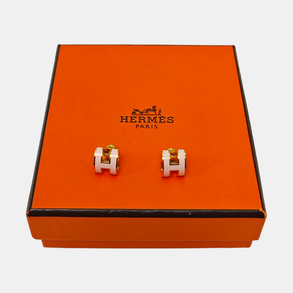 Pop H Metal Gold Stud Earrings