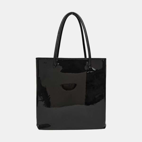 Shopping Bag Super Mini Patent Leather Black