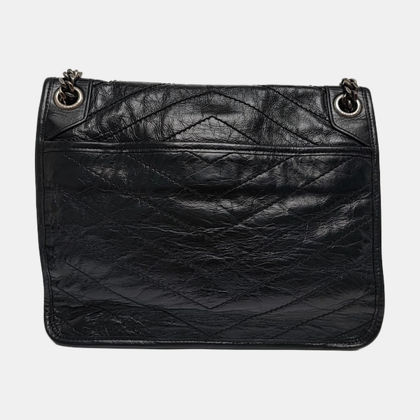 NIKI Medium Chevron Calfskin Black