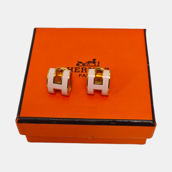 Pop H Metal Red Stud Earrings
