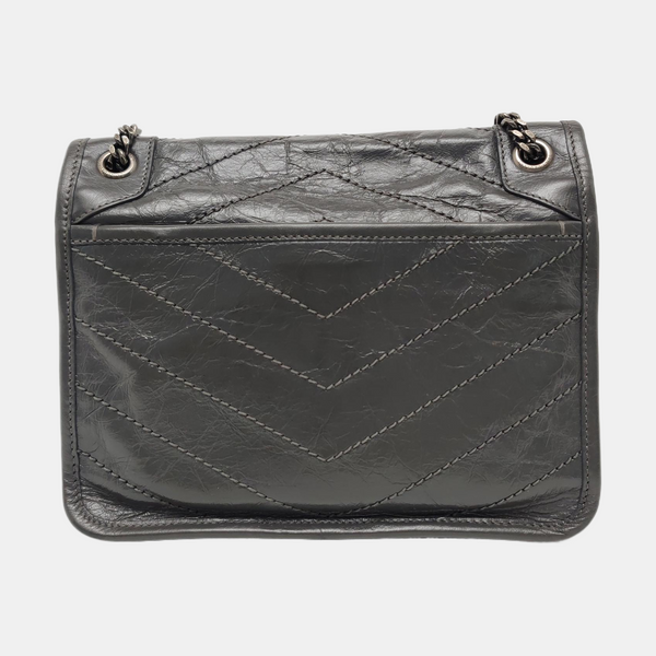 NIKI Small Chevron Calfskin Gray