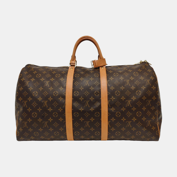 KEEPALL 55 Monogram Coated Canvas Brown
