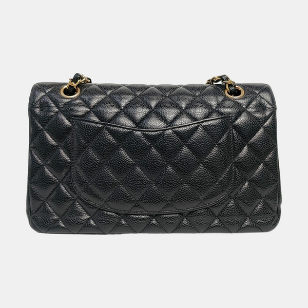 CLASSIC FLAP Medium Quilted Grained Calfskin Black