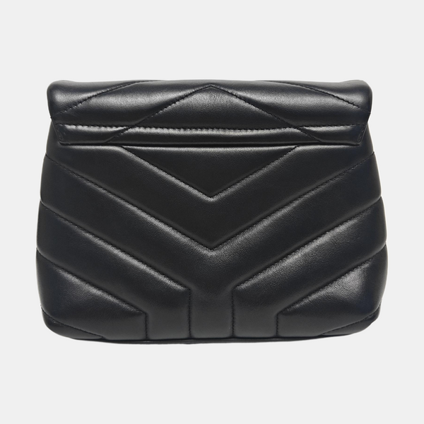 LOULOU Chevron de piel de becerro negra