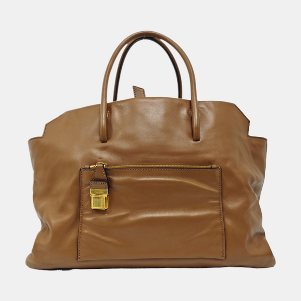 Calfskin Shoulder Bag Brown