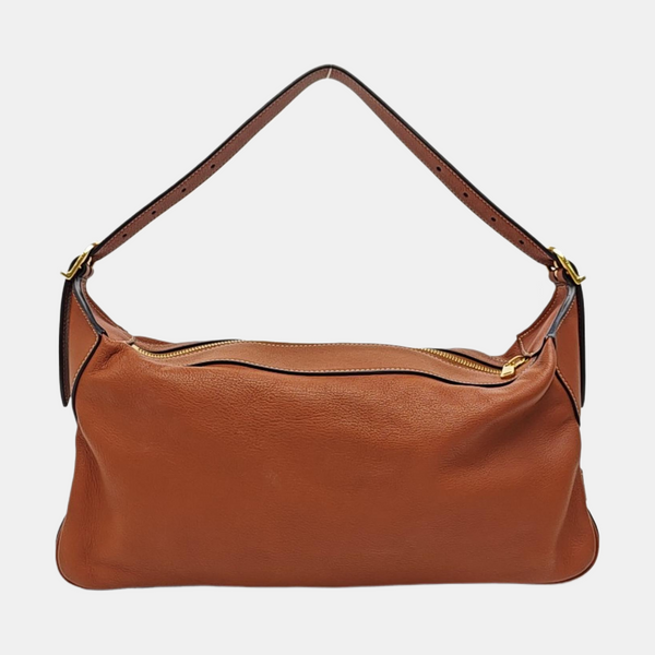 Calfskin Top Handle Bag Brown