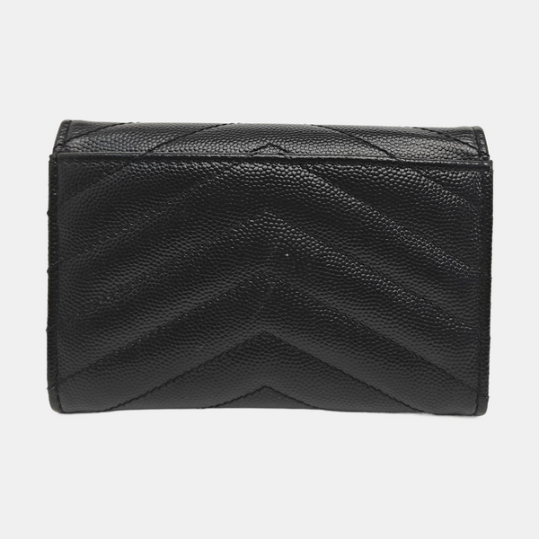 MONOGRAM Chevron Calfskin Black Card Holder