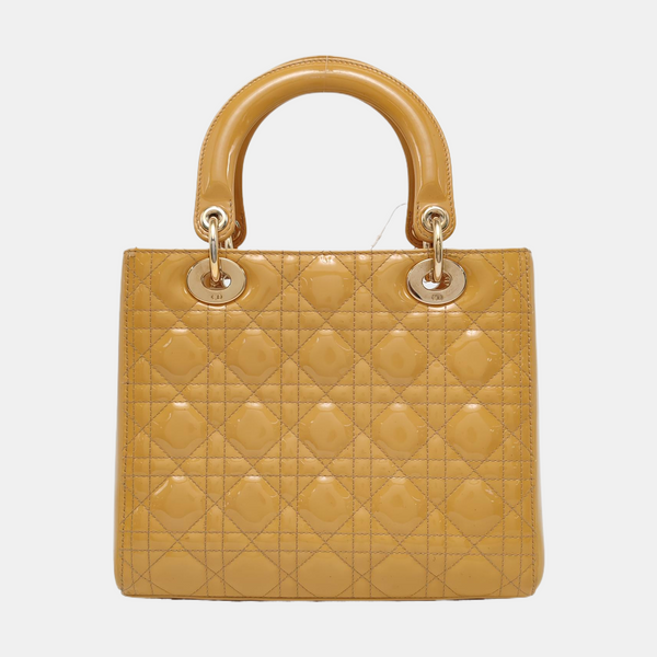 Lady Dior Medium Cannage Patent Leather Yellow