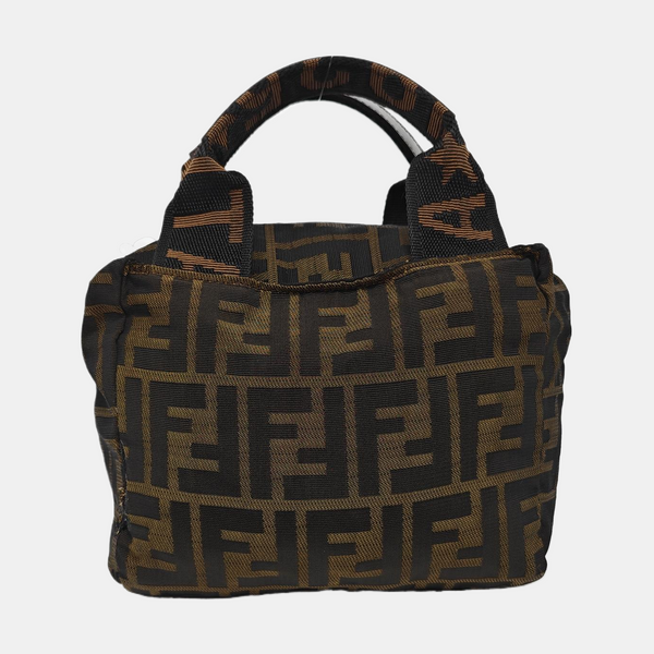 Fabric Top Handle Bag Brown