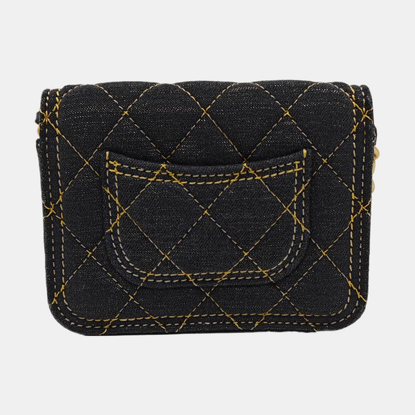 Authenticated pre-owned CLASSIC FLAP Quilted Denim Black - Shoulder Bag at Looply
