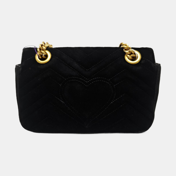 GG Marmont Small Quilted Velvet Black