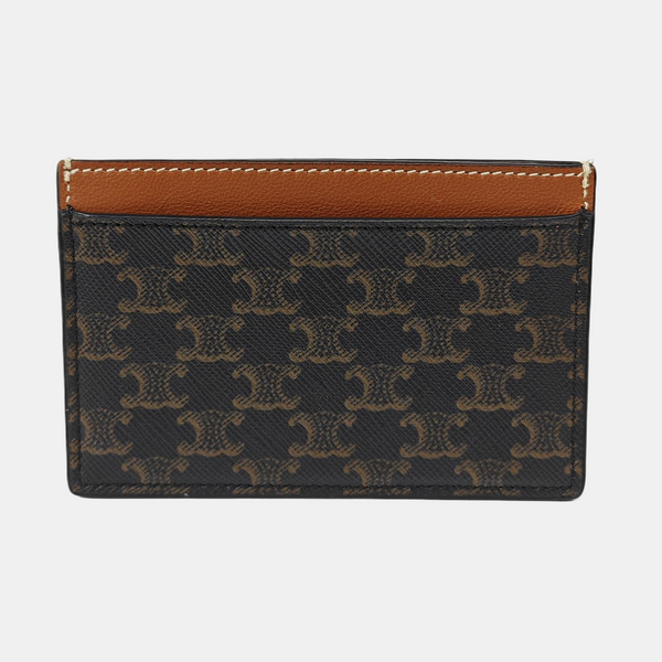 Coated Canvas Card Holder Brown