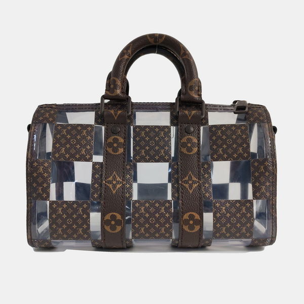 KEEPALL 25 Monogram Coated Canvas Brown