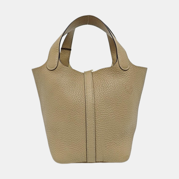 Authenticated pre-owned Picotin Lock 18 Clemence Beige - Bucket Bag at Looply