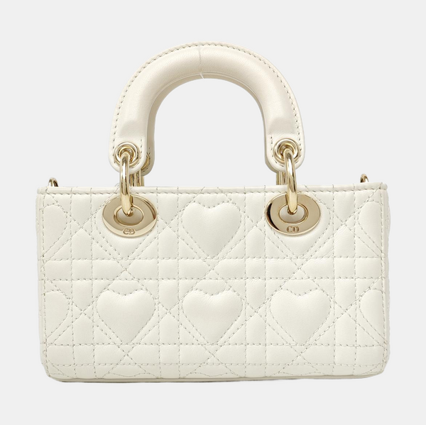 Lady D-Joy Super Mini Cannage Lambskin White
