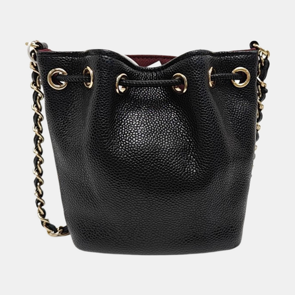 Quilted Grained Calfskin Super Mini Black