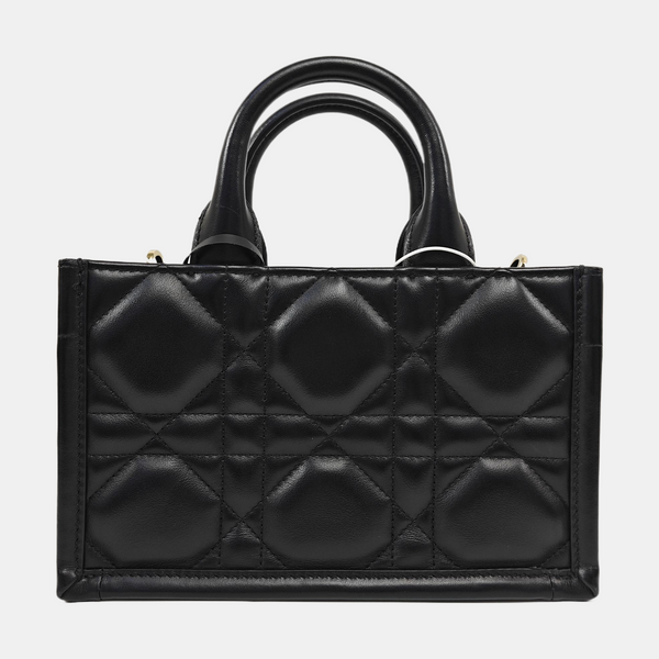 Mini Dior Book Tote Piel de becerro Macrocannage negra