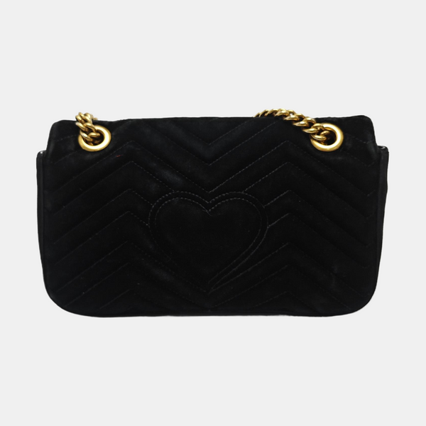 GG Marmont Medium Quilted Velvet Black